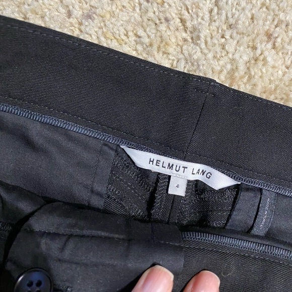 Helmut Lang Women's Wool Trouser Black Size 4 Business Casual Ankle Slit - Picture 5 of 11